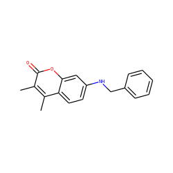Cc1c(C)c2ccc(NCc3ccccc3)cc2oc1=O ZINC000013835559