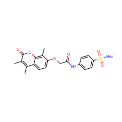 Cc1c(C)c2ccc(OCC(=O)Nc3ccc(S(N)(=O)=O)cc3)c(C)c2oc1=O ZINC000006670010