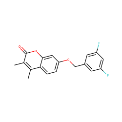 Cc1c(C)c2ccc(OCc3cc(F)cc(F)c3)cc2oc1=O ZINC000013835593