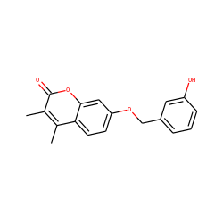 Cc1c(C)c2ccc(OCc3cccc(O)c3)cc2oc1=O ZINC000013835585