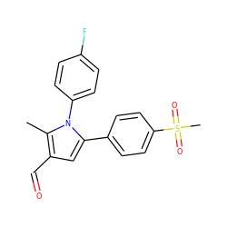 Cc1c(C=O)cc(-c2ccc(S(C)(=O)=O)cc2)n1-c1ccc(F)cc1 ZINC000013762072