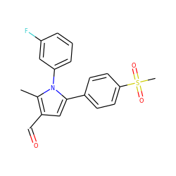 Cc1c(C=O)cc(-c2ccc(S(C)(=O)=O)cc2)n1-c1cccc(F)c1 ZINC000096928414