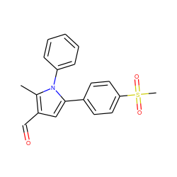 Cc1c(C=O)cc(-c2ccc(S(C)(=O)=O)cc2)n1-c1ccccc1 ZINC000096928416