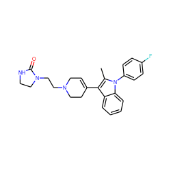 Cc1c(C2=CCN(CCN3CCNC3=O)CC2)c2ccccc2n1-c1ccc(F)cc1 ZINC000013731222