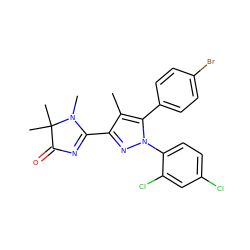 Cc1c(C2=NC(=O)C(C)(C)N2C)nn(-c2ccc(Cl)cc2Cl)c1-c1ccc(Br)cc1 ZINC000040979479