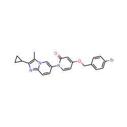 Cc1c(C2CC2)nc2ccc(-n3ccc(OCc4ccc(Br)cc4)cc3=O)cn12 ZINC000223355333