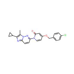 Cc1c(C2CC2)nc2ccc(-n3ccc(OCc4ccc(Cl)cc4)cc3=O)nn12 ZINC000223398988
