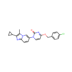 Cc1c(C2CC2)nc2ccc(-n3ccc(OCc4ccc(Cl)cc4)nc3=O)cn12 ZINC000223398585