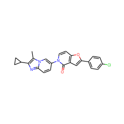 Cc1c(C2CC2)nc2ccc(-n3ccc4oc(-c5ccc(Cl)cc5)cc4c3=O)cn12 ZINC000205841236