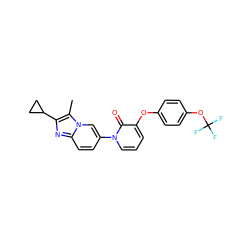 Cc1c(C2CC2)nc2ccc(-n3cccc(Oc4ccc(OC(F)(F)F)cc4)c3=O)cn12 ZINC000653687555