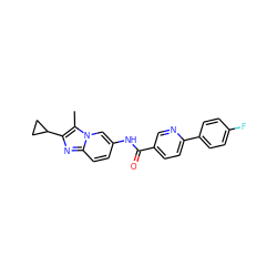 Cc1c(C2CC2)nc2ccc(NC(=O)c3ccc(-c4ccc(F)cc4)nc3)cn12 ZINC000043079897