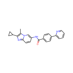 Cc1c(C2CC2)nc2ccc(NC(=O)c3ccc(-c4ccccn4)cc3)cn12 ZINC000034409867
