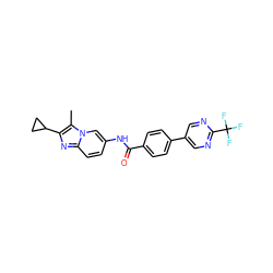 Cc1c(C2CC2)nc2ccc(NC(=O)c3ccc(-c4cnc(C(F)(F)F)nc4)cc3)cn12 ZINC000043011193