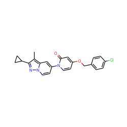 Cc1c(C2CC2)nn2ccc(-n3ccc(OCc4ccc(Cl)cc4)cc3=O)cc12 ZINC000653711535