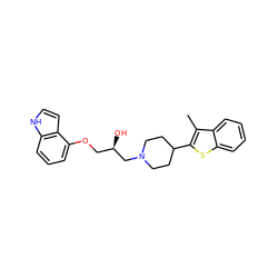 Cc1c(C2CCN(C[C@H](O)COc3cccc4[nH]ccc34)CC2)sc2ccccc12 ZINC000013490085