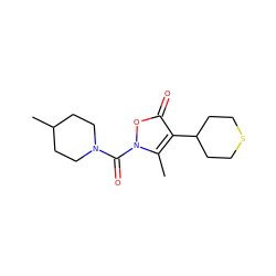 Cc1c(C2CCSCC2)c(=O)on1C(=O)N1CCC(C)CC1 ZINC000026841251