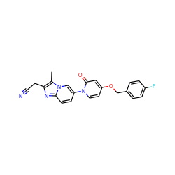 Cc1c(CC#N)nc2ccc(-n3ccc(OCc4ccc(F)cc4)cc3=O)cn12 ZINC000224396102