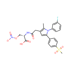 Cc1c(CC(=O)N[C@@H](CO[N+](=O)[O-])C(=O)O)cc(-c2ccc(S(C)(=O)=O)cc2)n1-c1cccc(F)c1 ZINC000103232479