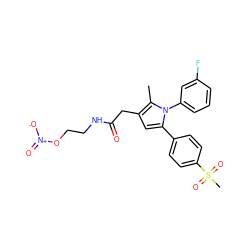 Cc1c(CC(=O)NCCO[N+](=O)[O-])cc(-c2ccc(S(C)(=O)=O)cc2)n1-c1cccc(F)c1 ZINC000103232547