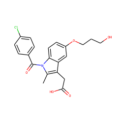 Cc1c(CC(=O)O)c2cc(OCCCO)ccc2n1C(=O)c1ccc(Cl)cc1 ZINC000013862790