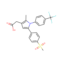 Cc1c(CC(=O)O)cc(-c2ccc(S(C)(=O)=O)cc2)n1-c1ccc(C(F)(F)F)cc1 ZINC000013643751