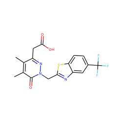 Cc1c(CC(=O)O)nn(Cc2nc3cc(C(F)(F)F)ccc3s2)c(=O)c1C ZINC000003783040