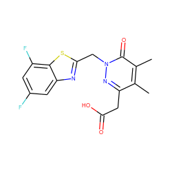 Cc1c(CC(=O)O)nn(Cc2nc3cc(F)cc(F)c3s2)c(=O)c1C ZINC000003783037