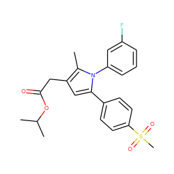 Cc1c(CC(=O)OC(C)C)cc(-c2ccc(S(C)(=O)=O)cc2)n1-c1cccc(F)c1 ZINC000045336877