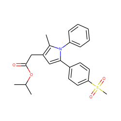 Cc1c(CC(=O)OC(C)C)cc(-c2ccc(S(C)(=O)=O)cc2)n1-c1ccccc1 ZINC000045387120