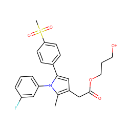 Cc1c(CC(=O)OCCCO)cc(-c2ccc(S(C)(=O)=O)cc2)n1-c1cccc(F)c1 ZINC000073221298