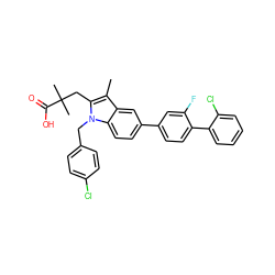 Cc1c(CC(C)(C)C(=O)O)n(Cc2ccc(Cl)cc2)c2ccc(-c3ccc(-c4ccccc4Cl)c(F)c3)cc12 ZINC000028136202