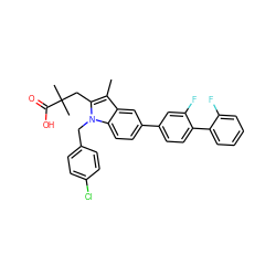 Cc1c(CC(C)(C)C(=O)O)n(Cc2ccc(Cl)cc2)c2ccc(-c3ccc(-c4ccccc4F)c(F)c3)cc12 ZINC000028122957