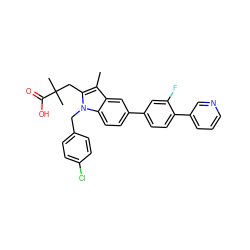 Cc1c(CC(C)(C)C(=O)O)n(Cc2ccc(Cl)cc2)c2ccc(-c3ccc(-c4cccnc4)c(F)c3)cc12 ZINC000028331774