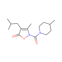 Cc1c(CC(C)C)c(=O)on1C(=O)N1CCC(C)CC1 ZINC000026848036