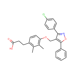 Cc1c(CCC(=O)O)ccc(OCc2c(-c3ccc(Cl)cc3)noc2-c2ccccc2)c1C ZINC001772655229