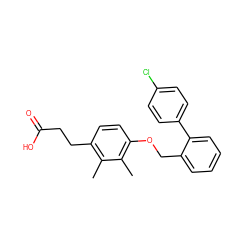 Cc1c(CCC(=O)O)ccc(OCc2ccccc2-c2ccc(Cl)cc2)c1C ZINC001772608020