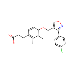 Cc1c(CCC(=O)O)ccc(OCc2conc2-c2ccc(Cl)cc2)c1C ZINC001772617302