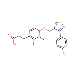 Cc1c(CCC(=O)O)ccc(OCc2csnc2-c2ccc(Cl)cc2)c1C ZINC000217585914