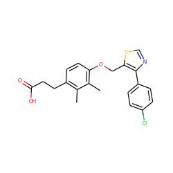 Cc1c(CCC(=O)O)ccc(OCc2scnc2-c2ccc(Cl)cc2)c1C ZINC001772623654