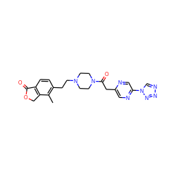 Cc1c(CCN2CCN(C(=O)Cc3cnc(-n4cnnn4)cn3)CC2)ccc2c1COC2=O ZINC000168491110