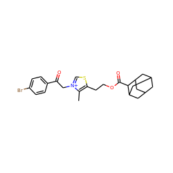 Cc1c(CCOC(=O)C2C3CC4CC(C3)CC2C4)sc[n+]1CC(=O)c1ccc(Br)cc1 ZINC000002947111