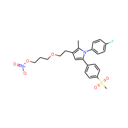 Cc1c(CCOCCCO[N+](=O)[O-])cc(-c2ccc(S(C)(=O)=O)cc2)n1-c1ccc(F)cc1 ZINC000095587206