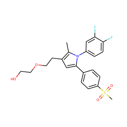 Cc1c(CCOCCO)cc(-c2ccc(S(C)(=O)=O)cc2)n1-c1ccc(F)c(F)c1 ZINC000095591509