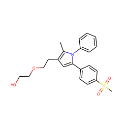 Cc1c(CCOCCO)cc(-c2ccc(S(C)(=O)=O)cc2)n1-c1ccccc1 ZINC000095587672