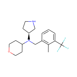 Cc1c(CN(C2CCOCC2)[C@H]2CCNC2)cccc1C(F)(F)F ZINC000028948823