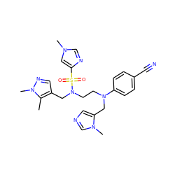 Cc1c(CN(CCN(Cc2cncn2C)c2ccc(C#N)cc2)S(=O)(=O)c2cn(C)cn2)cnn1C ZINC000064541017