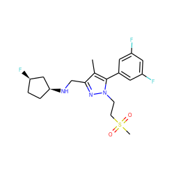 Cc1c(CN[C@H]2CC[C@@H](F)C2)nn(CCS(C)(=O)=O)c1-c1cc(F)cc(F)c1 ZINC000043078205