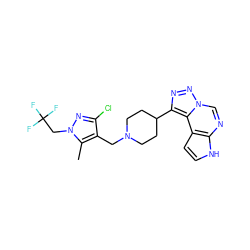 Cc1c(CN2CCC(c3nnn4cnc5[nH]ccc5c34)CC2)c(Cl)nn1CC(F)(F)F ZINC001772639885