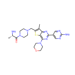 Cc1c(CN2CCN(C(=O)[C@H](C)N)CC2)sc2c(N3CCOCC3)nc(-c3cnc(N)nc3)nc12 ZINC000073167819