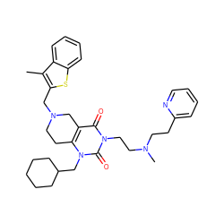 Cc1c(CN2CCc3c(c(=O)n(CCN(C)CCc4ccccn4)c(=O)n3CC3CCCCC3)C2)sc2ccccc12 ZINC000028864157